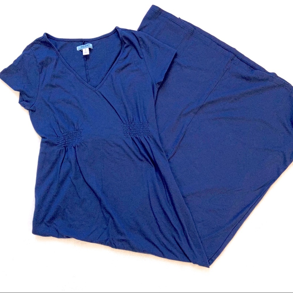 Old Navy Maternity blue maxi dress with tie